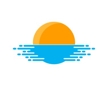 Deniz batımı manzara logo şablonu