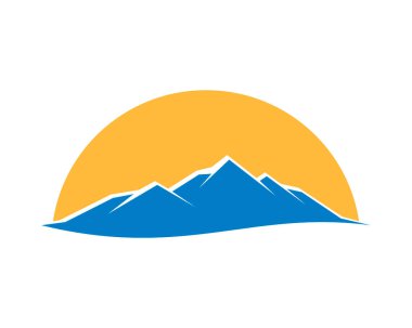 Arkasında güneş olan basit mavi dağ.