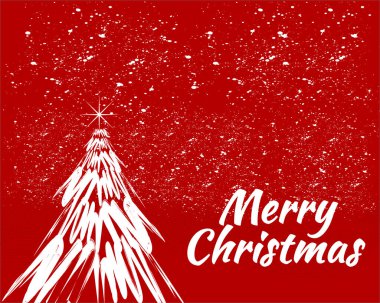 Kırmızı arka planlı mutlu noel ağaçları