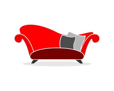 Lüks kırmızı kanepe mobilyası.