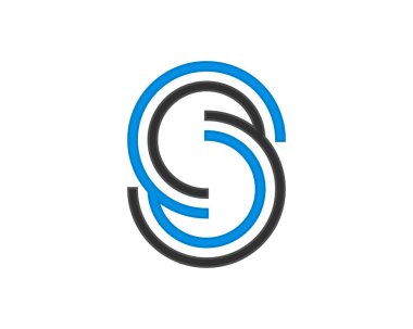 Siyah ve mavi soyut S harfi baş harfi