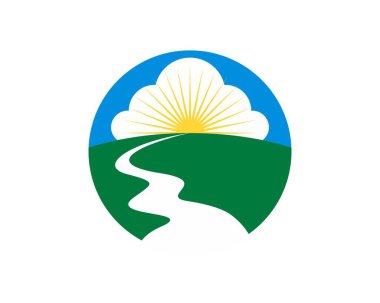 Çember şeklinde yeşil alan ve güneş