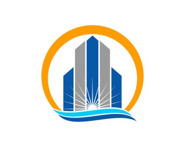 Dalgalı ve parlayan güneşli bir siluet.