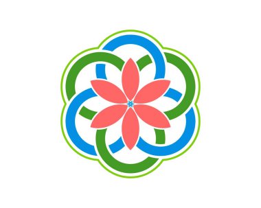 İçinde basit bir çiçek olan soyut çember şekli