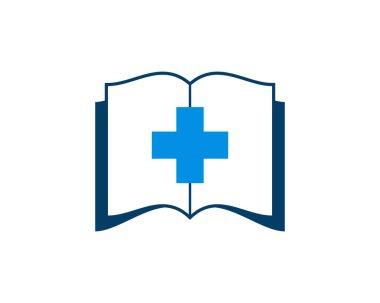 Ortasında sağlıklı bir sembol olan tıp kitabı.