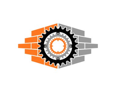 Arkasında tuğla olan bir vites motoru.