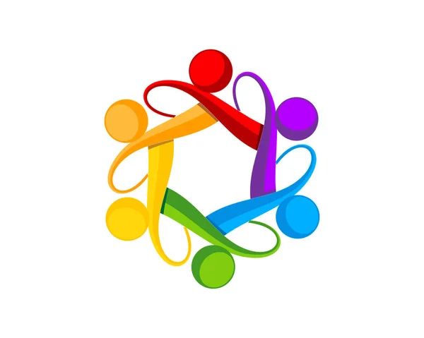 Abstract Hexagonal People Rainbow Colors — Stock Vector