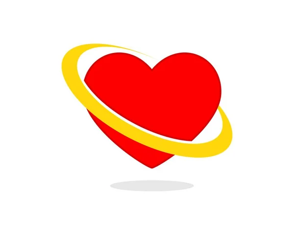 Semplice Forma Amore Con Swoosh Giallo — Vettoriale Stock