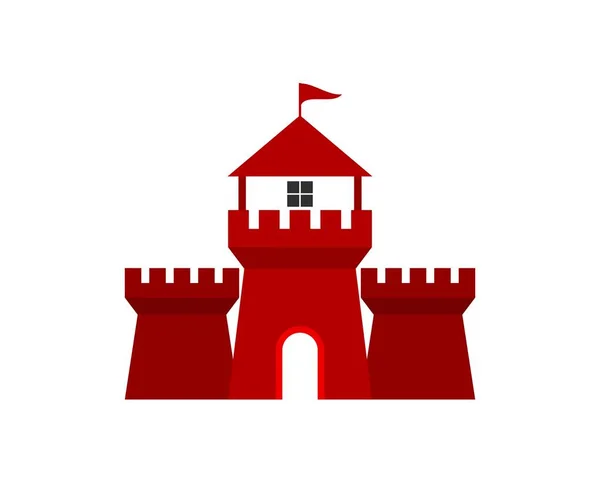 Röd Fästning Med Hus Toppen — Stock vektor