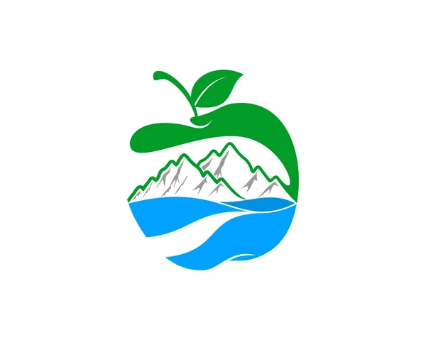 Pomme Abstraite Avec Montagne Mer Intérieur — Image vectorielle