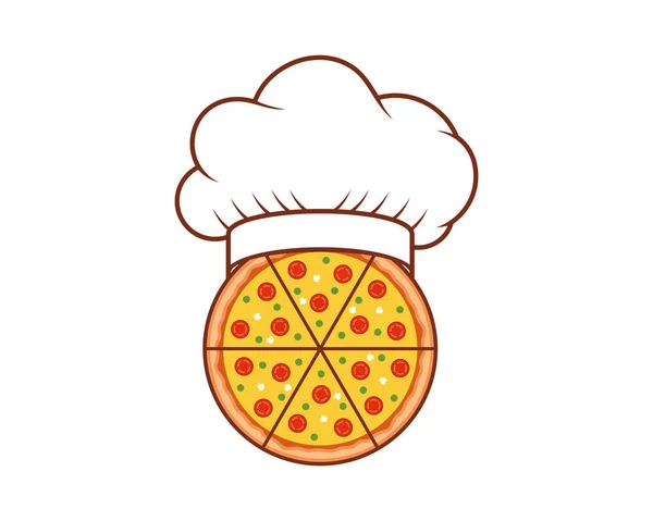 Pizza Con Logo Sombrero Chef — Vector de stock