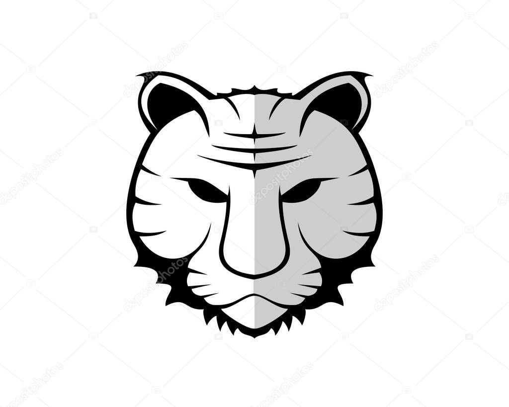 White tiger head silhouette