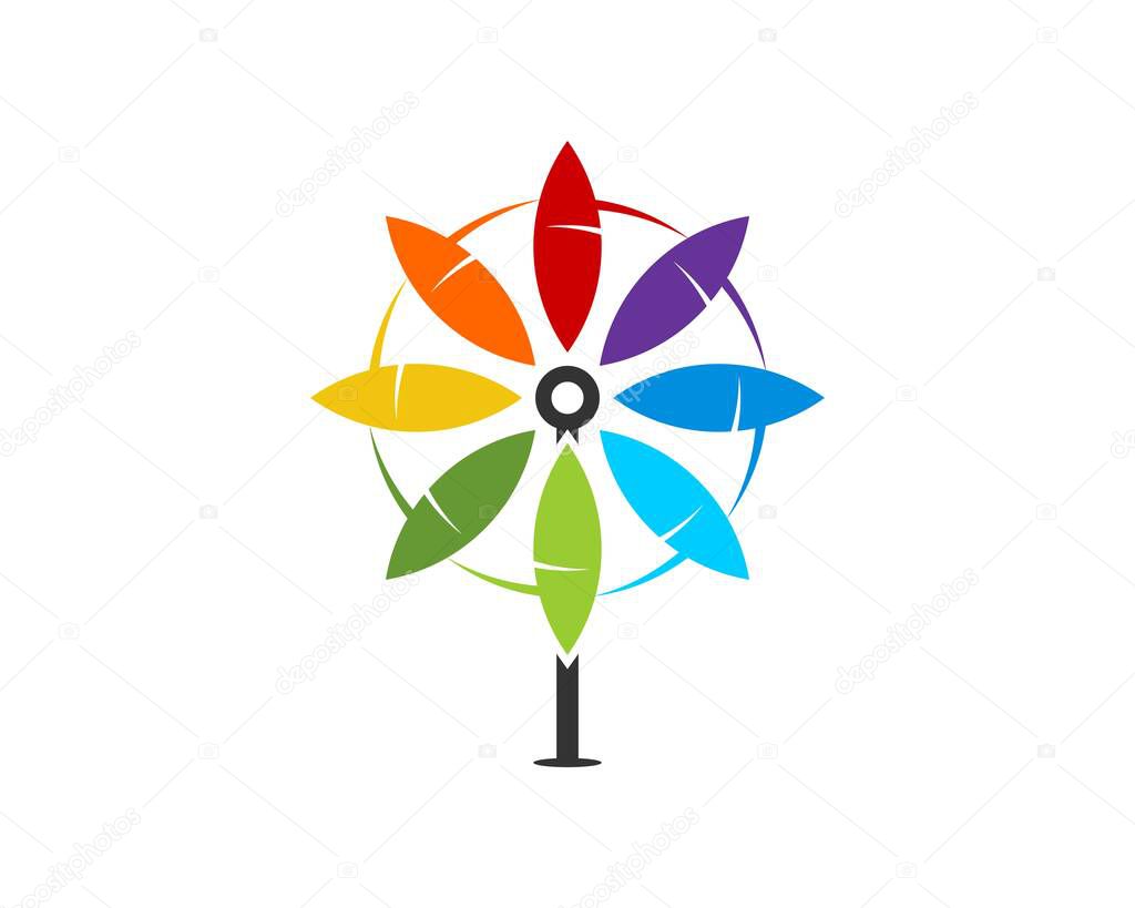 Simple fan with rainbow colors
