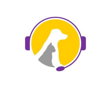 İçinde kulaklık ve kedi köpeği olan soyut çember şekli.