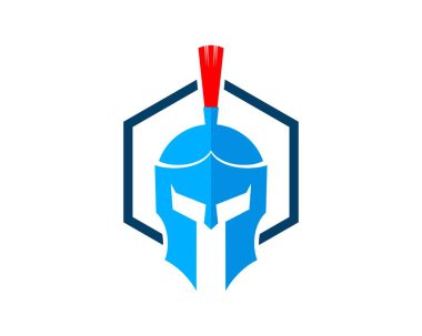 İçinde Spartalı miğfer olan altıgen şekil