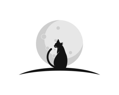 Arkasında ay olan kedi.