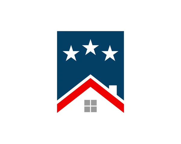 Casa Sencilla Con Estrella Americana — Vector de stock