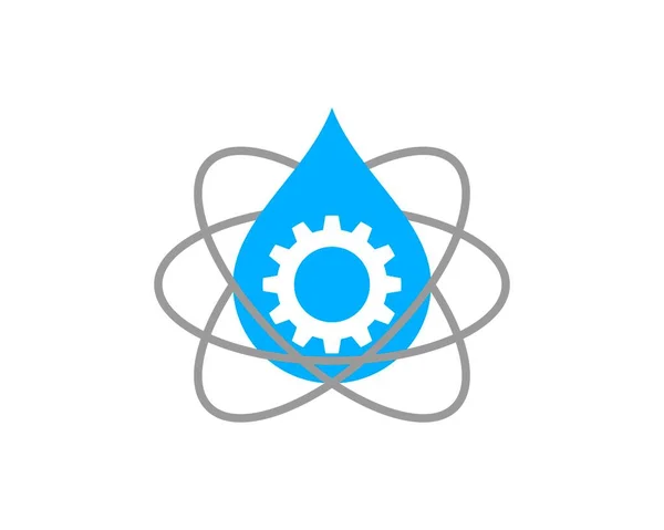 Water Drop Gear Atom Symbol — Stock Vector