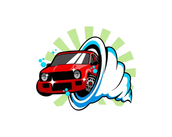 Autowaschanlage Mit Twister Und Autoinnenraum — Stockvektor
