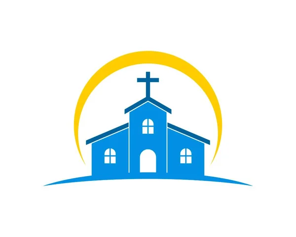 Iglesia Sencilla Moderna Con Swoosh Amarillo — Vector de stock