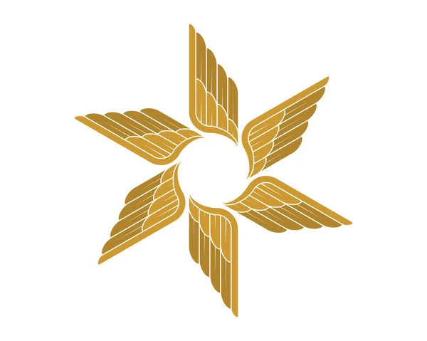 Circolare Oro Angelo Ali Logo — Vettoriale Stock