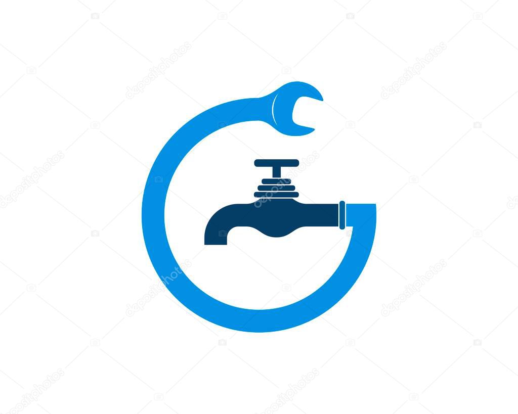 Plumbing with wrench repair and G letter initial
