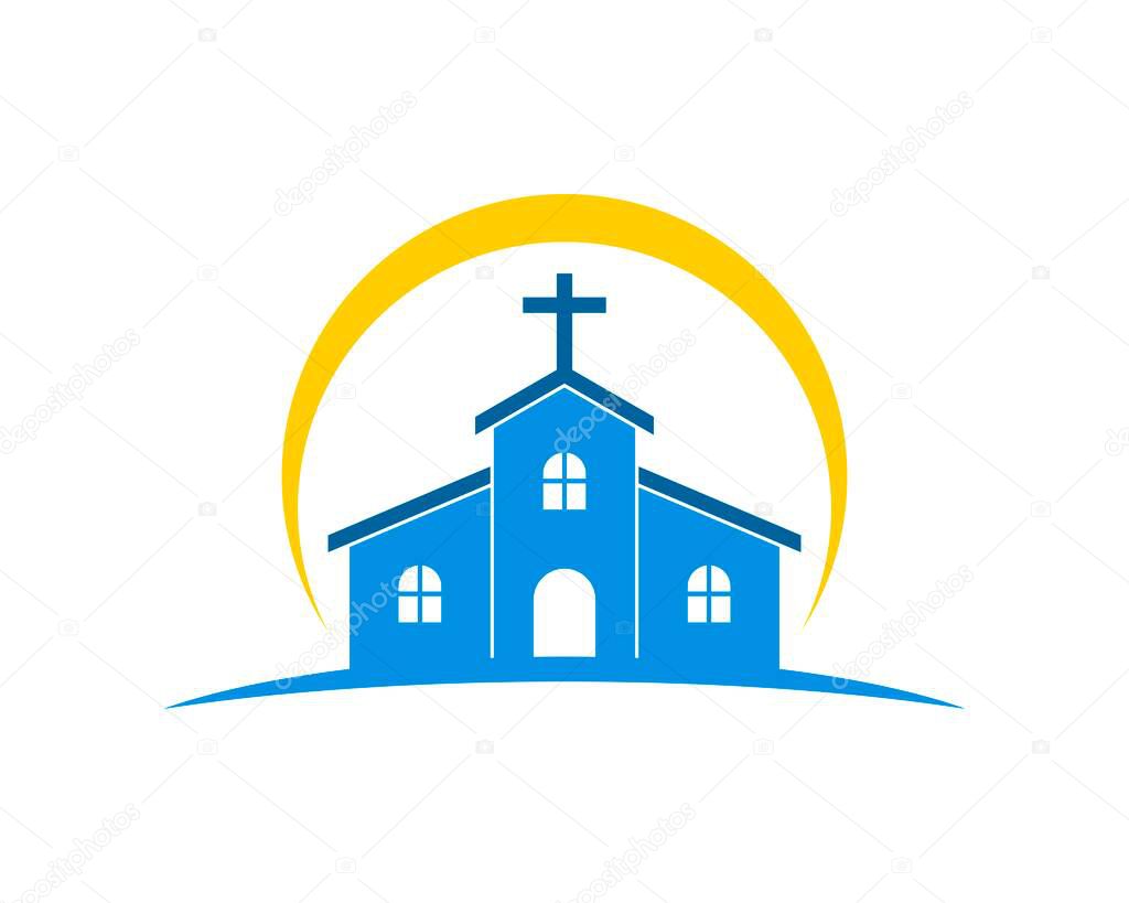 Simple and modern church with yellow swoosh