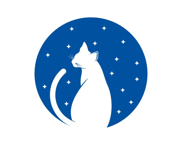 Кошка Сидит Ночном Видении Сзади — стоковый вектор