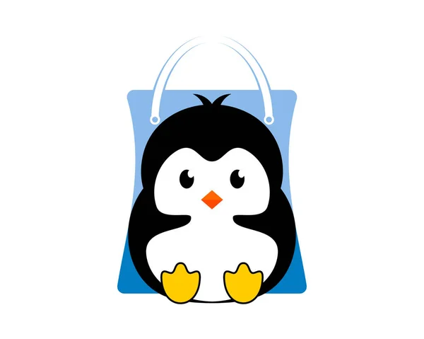 Niedlicher Pinguin Der Einkaufstasche — Stockvektor