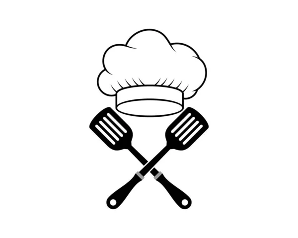 Spatula Crossed Chef Hat Top — Stock Vector