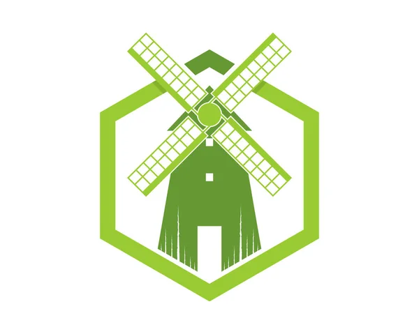 Parc Éolien Vert Intérieur Hexagone — Image vectorielle
