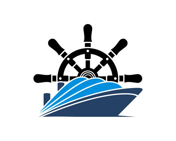 Crucero Con Volante Del Barco Detrás — Vector de stock