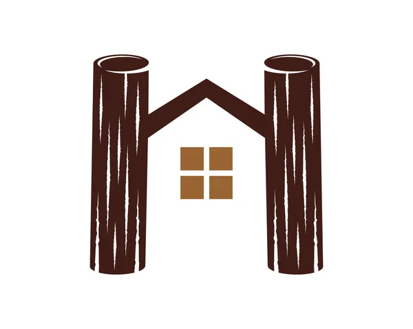 Dua Kayu Membentuk Sebuah Rumah Grafik Vektor