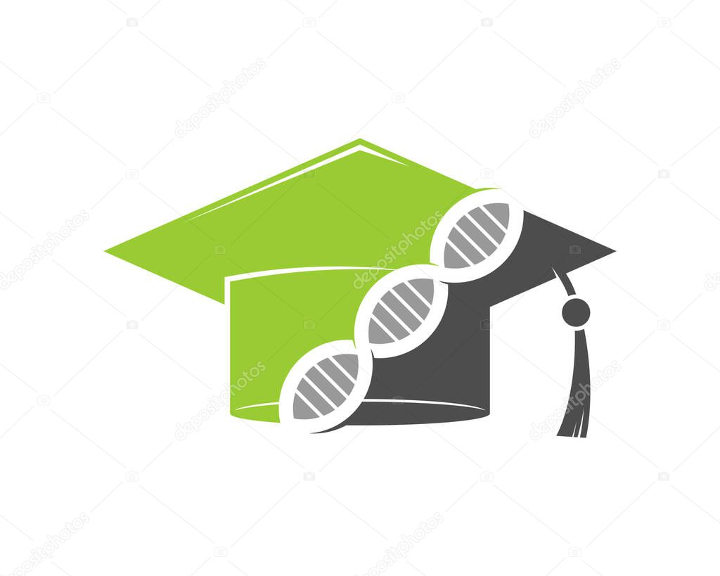 Graduation hat with DNA helix inside