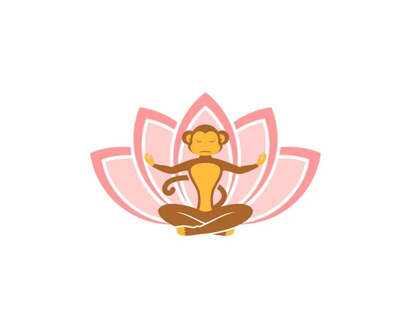 Yoga Macaco Com Flor Lótus —  Vetores de Stock