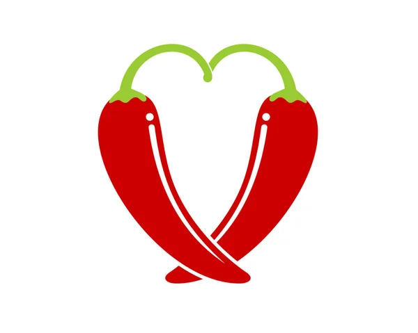 Dos Chile Rojo Formando Una Forma Amor — Vector de stock
