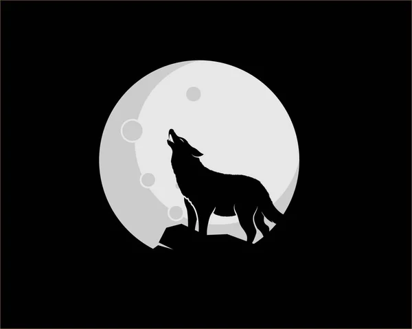 Wolf Roaring Moonlight Logo — Stock Vector