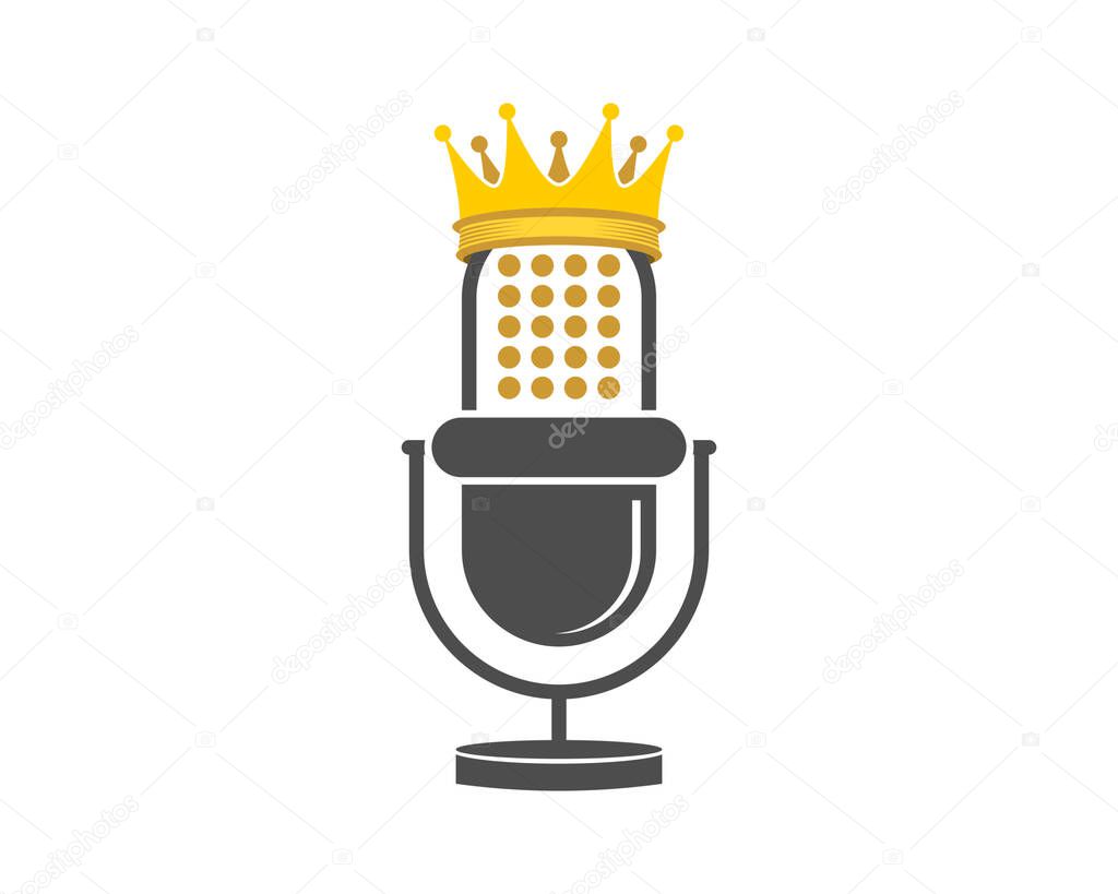 Voice king with microphone and crown
