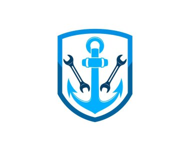 İçinde demir ve ingiliz anahtarı olan bir kalkan.