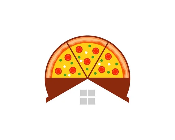 Delicious Pizza Simple House — Stock Vector