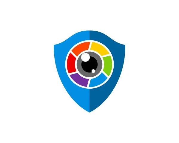Protection Shield Rainbow Camera — Stock Vector
