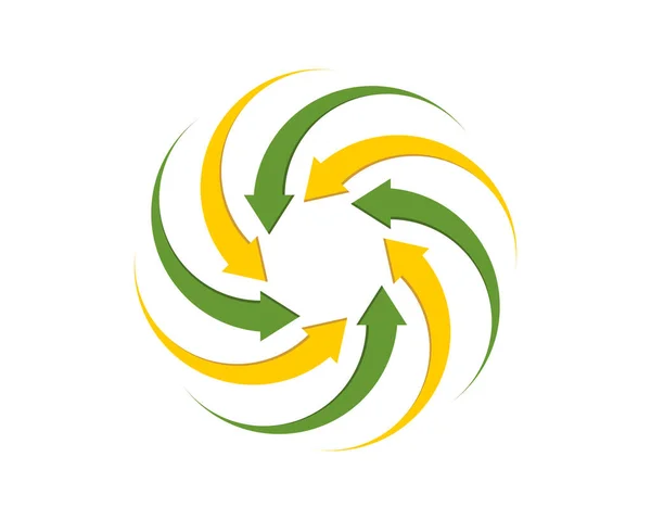 Kreisförmiger Grüner Und Gelber Pfeil — Stockvektor