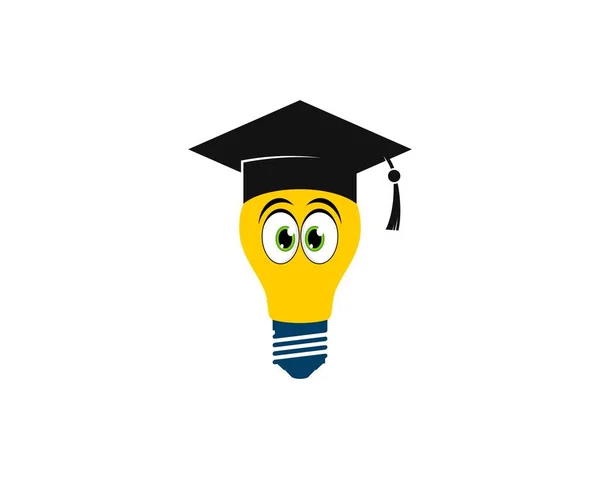 Simple Bulb Graduation Hat Cartoon Eye — Stock Vector