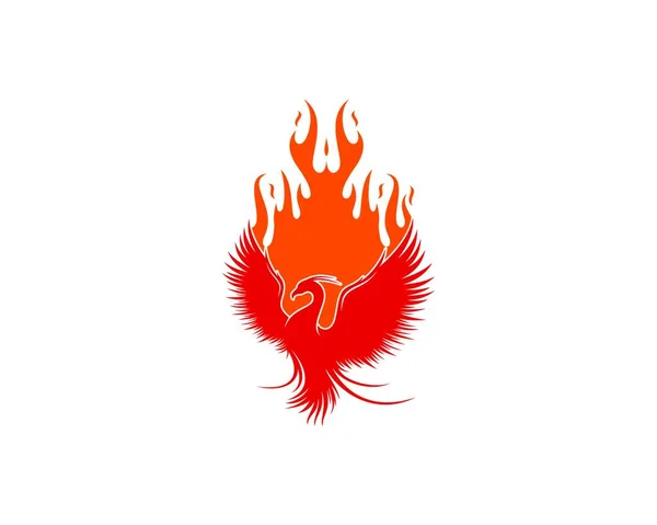 Phénix Volant Rouge Avec Flammes Feu — Image vectorielle