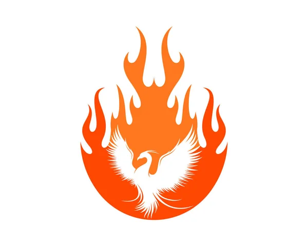 Fénix Volador Dentro Llama Fuego — Vector de stock