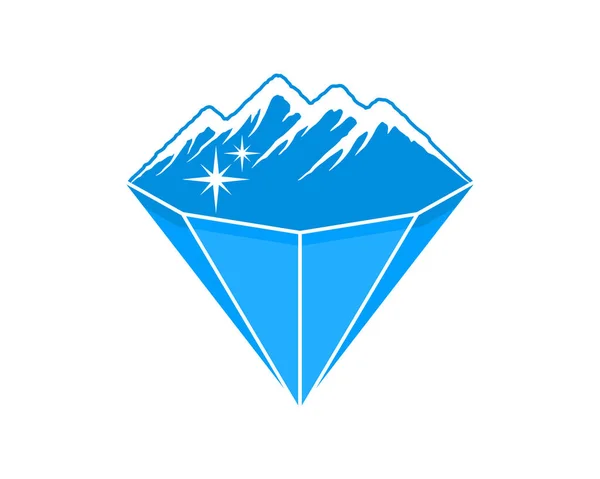 Montagna Blu Forma Gemma Diamante — Vettoriale Stock
