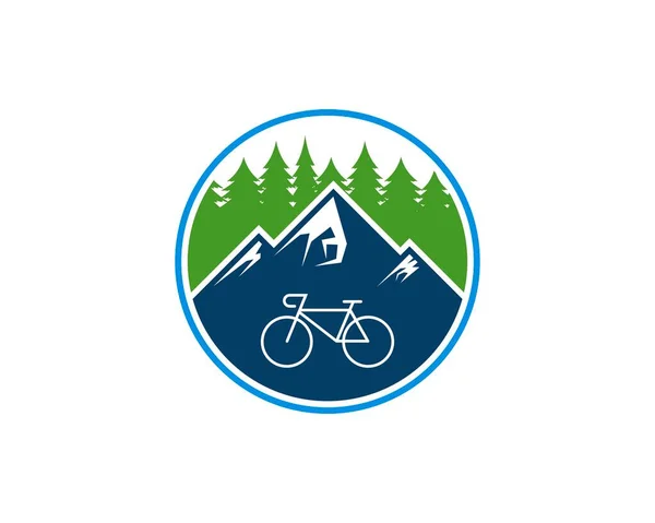 Cirkelvorm Met Mountainbike Dennenbos — Stockvector