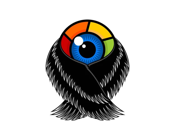 Kameraobjektiv Mit Black Wings Logo — Stockvektor