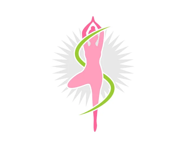 Yoga Femme Avec Lettre Entourant — Image vectorielle