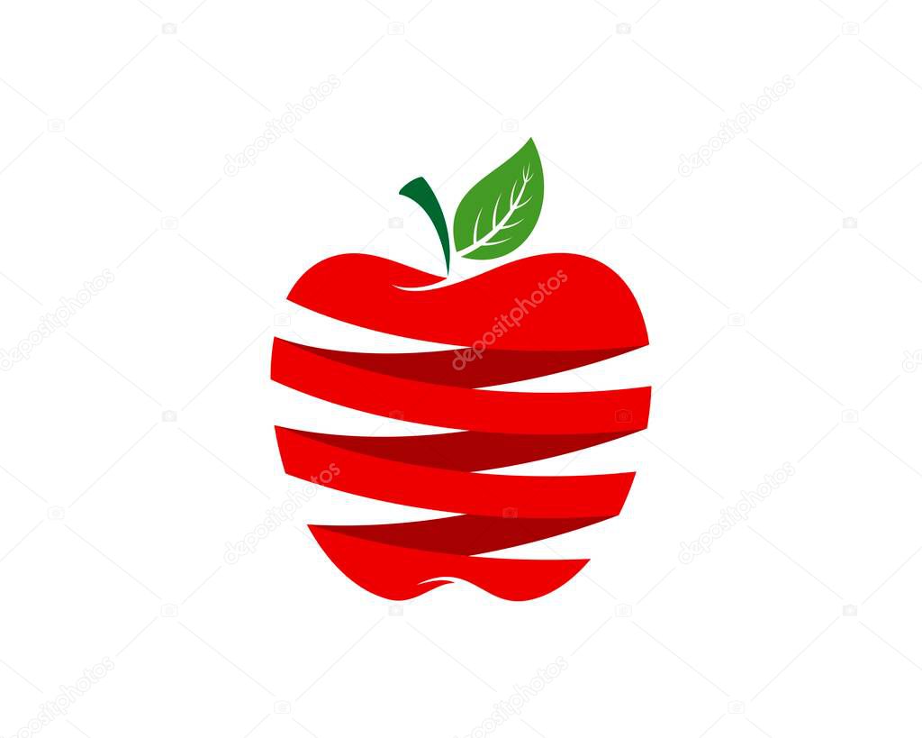 Red apple with stripes style